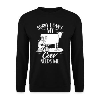 Can't my cow needs me cows dairy cow - Unisex Sweatshirt - black - Front - Alina (178cm) & Michal (187cm)
