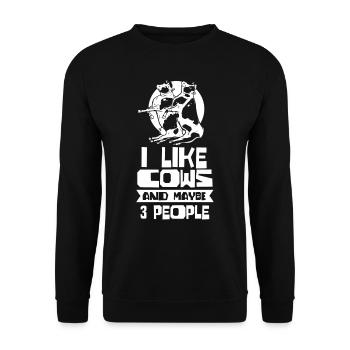 J’aime les vaches et peut-être 3 personnes vaches animaux - Sweat-shirt Unisexe - noir - Devant - Alina (178cm) & Michal (187cm)