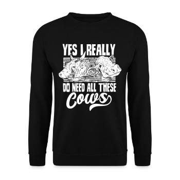 Oui j’ai vraiment besoin de toutes ces vaches vaches animaux - Sweat-shirt Unisexe - noir - Devant - Alina (178cm) & Michal (187cm)