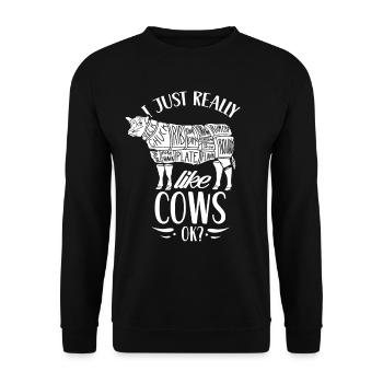 J’aime beaucoup les vaches vaches laitières - Sweat-shirt Unisexe - noir - Devant - Alina (178cm) & Michal (187cm)