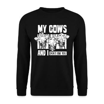 Meine Kühe Und Ich Mögen Dich Nicht Kuh Milchkuh - Unisex Pullover - Schwarz - Vorne - Alina (178cm) & Michal (187cm)