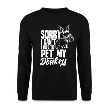 Can't I have to pet my donkey animal - Unisex Sweatshirt - black - Front - Alina (178cm) & Michal (187cm)