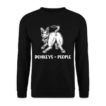 Donkey > People Animal Farm Lovers Sweet - Unisex Sweatshirt - black - Front - Alina (178cm) & Michal (187cm)