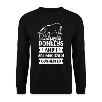 Meine Esel Und Ich Sind Magisch Verbunden Tier Süß - Unisex Pullover - Schwarz - Vorne - Alina (178cm) & Michal (187cm)