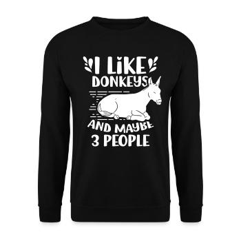I like donkeys and maybe 3 people farm - Unisex Sweatshirt - black - Front - Alina (178cm) & Michal (187cm)