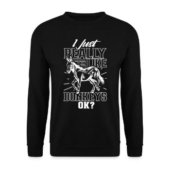 J’aime les ânes juste très mignon ferme d’animaux - Sweat-shirt Unisexe - noir - Devant - Alina (178cm) & Michal (187cm)