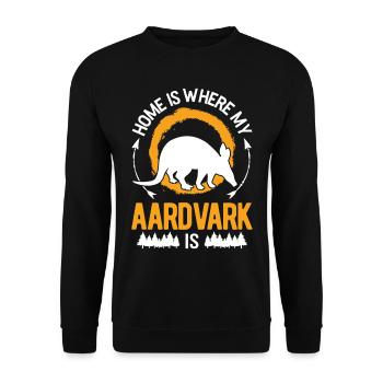 Zuhause ist wo mein Erdferkel ist - Unisex Pullover - Schwarz - Vorne - Alina (178cm) & Michal (187cm)