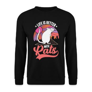 Das Leben ist besser mit Ratten - Unisex Pullover - Schwarz - Vorne - Alina (178cm) & Michal (187cm)