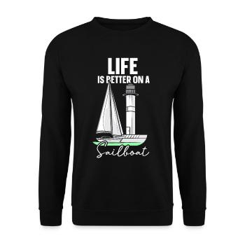 La vie est meilleure en naviguant sur un voilier - Sweat-shirt Unisexe - noir - Devant - Alina (178cm) & Michal (187cm)