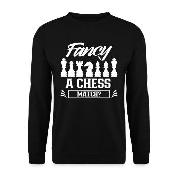 Fancy a chess game Chess player Chess - Unisex Sweatshirt - black - Front - Alina (178cm) & Michal (187cm)
