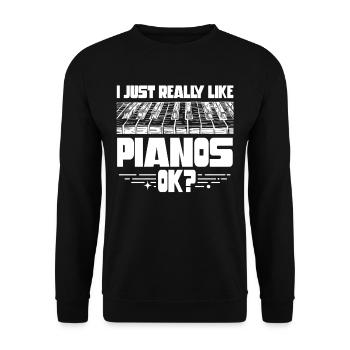 Ich Mag Klaviere Einfach Sehr Spieler Klavier - Unisex Pullover - Schwarz - Vorne - Alina (178cm) & Michal (187cm)