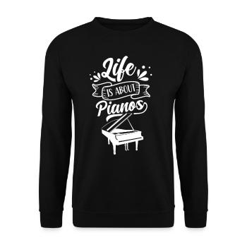 Im Leben Geht Es Um Klaviere Klavier Spieler - Unisex Pullover - Schwarz - Vorne - Alina (178cm) & Michal (187cm)
