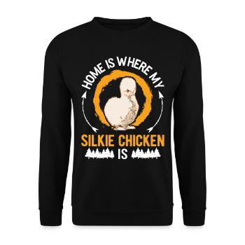 La maison est l’endroit où se trouve mon poulet en soie - Sweat-shirt Unisexe - noir - Devant - Alina (178cm) & Michal (187cm)