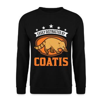 Facilement distrait par Coatis coati - Sweat-shirt Unisexe - noir - Devant - Alina (178cm) & Michal (187cm)