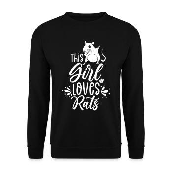 This girl loves rats sweet animal rat - Unisex Sweatshirt - black - Front - Alina (178cm) & Michal (187cm)