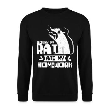 Meine Ratte Hat Meine Hausaufgaben Gefressen Tier - Unisex Pullover - Schwarz - Vorne - Alina (178cm) & Michal (187cm)