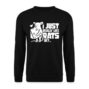 Ich Mag Ratten Einfach Sehr Süß Tier Ratte - Unisex Pullover - Schwarz - Vorne - Alina (178cm) & Michal (187cm)