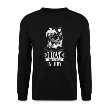 I love Christmas in July Christmas in July - Unisex Sweatshirt - black - Front - Alina (178cm) & Michal (187cm)