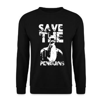Rettet Die Pinguine Pinguin Süß Tier Liebhaber - Unisex Pullover - Schwarz - Vorne - Alina (178cm) & Michal (187cm)