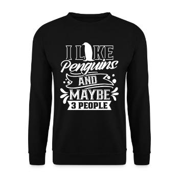 I like penguins and maybe 3 people animal - Unisex Sweatshirt - black - Front - Alina (178cm) & Michal (187cm)