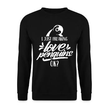 I love penguins just ok animal penguin cute - Unisex Sweatshirt - black - Front - Alina (178cm) & Michal (187cm)