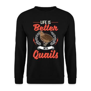La vie est meilleure avec les éleveurs de cailles - Sweat-shirt Unisexe - noir - Devant - Alina (178cm) & Michal (187cm)