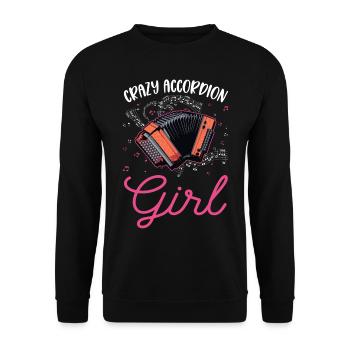 Crazy Accordion Girl Accordionist - Unisex Sweatshirt - black - Front - Alina (178cm) & Michal (187cm)