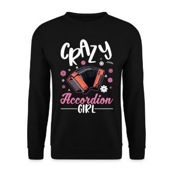 Crazy Accordion Girl Accordionist - Unisex Sweatshirt - black - Front - Alina (178cm) & Michal (187cm)