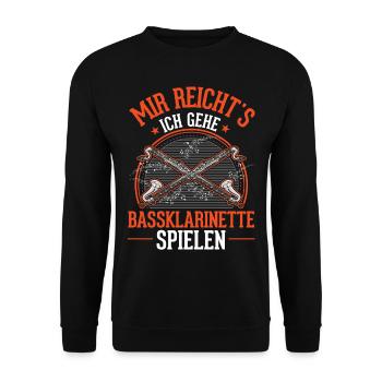 Mir reicht's Ich gehe Bassklarinette spielen - Unisex Pullover - Schwarz - Vorne - Alina (178cm) & Michal (187cm)