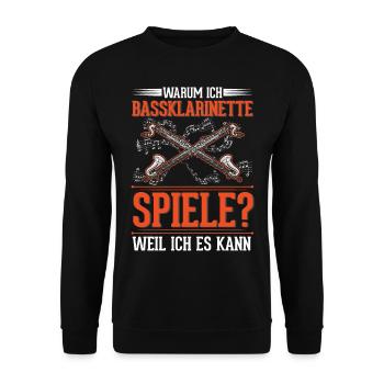 Warum ich Bassklarinette spiele? Weil ich es kann - Unisex Pullover - Schwarz - Vorne - Alina (178cm) & Michal (187cm)