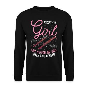 Fagott Mädchen Fagottist Fagottspieler - Unisex Pullover - Schwarz - Vorne - Alina (178cm) & Michal (187cm)