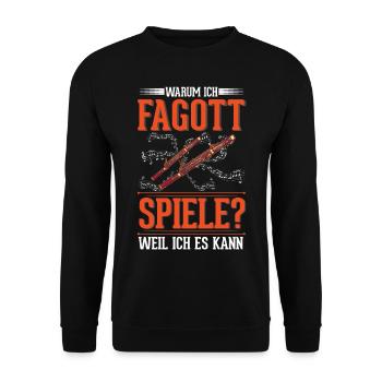 Warum ich Fagott spiele? Weil ich es kann - Unisex Pullover - Schwarz - Vorne - Alina (178cm) & Michal (187cm)