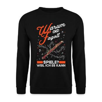 Warum ich Fagott spiele? Weil ich es kann - Unisex Pullover - Schwarz - Vorne - Alina (178cm) & Michal (187cm)