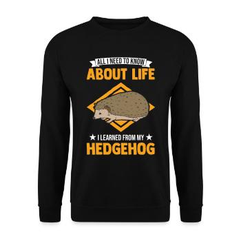 Igel Geschenk Stacheligel - Unisex Pullover - Schwarz - Vorne - Alina (178cm) & Michal (187cm)