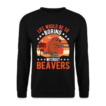Beaver Gift Beaver Dam - Unisex Sweatshirt - black - Front - Alina (178cm) & Michal (187cm)