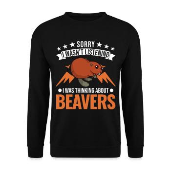 Beaver Beaver Dam Gift Beaver - Unisex Sweatshirt - black - Front - Alina (178cm) & Michal (187cm)