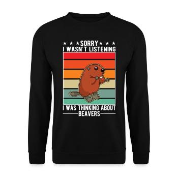 Beaver Beaver Dam Gift Beaver - Unisex Sweatshirt - black - Front - Alina (178cm) & Michal (187cm)