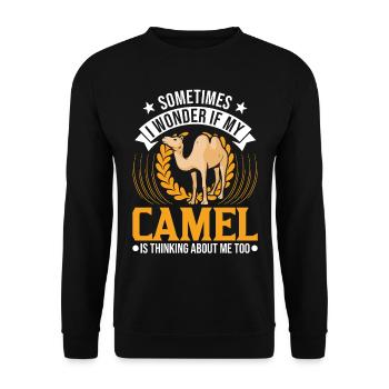 Kamel Geschenk Dromedar Camel Großkamel - Unisex Pullover - Schwarz - Vorne - Alina (178cm) & Michal (187cm)