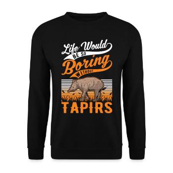 Tapir Geschenk Flachlandtapir Tapirdae Tapir - Unisex Pullover - Schwarz - Vorne - Alina (178cm) & Michal (187cm)