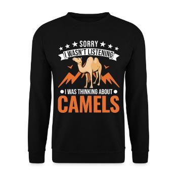 Kamel Dromedar Ägypten Geschenk Großkamel - Unisex Pullover - Schwarz - Vorne - Alina (178cm) & Michal (187cm)