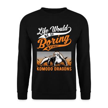 Komodowaran Waran Komododrache - Unisex Pullover - Schwarz - Vorne - Alina (178cm) & Michal (187cm)