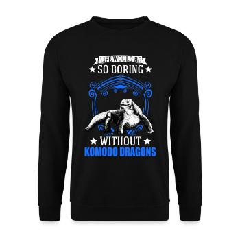 Komodowaran Waran Komododrache - Unisex Pullover - Schwarz - Vorne - Alina (178cm) & Michal (187cm)