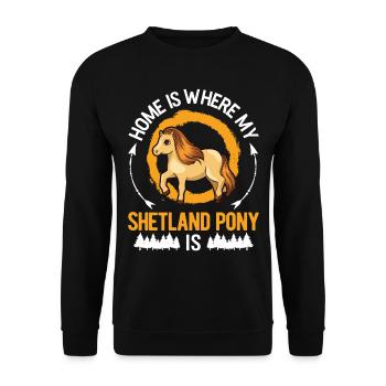 Zuhause ist wo mein Shetland Pony ist - Unisex Pullover - Schwarz - Vorne - Alina (178cm) & Michal (187cm)