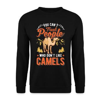 Kamel Dromedar Ägypten Geschenk Großkamel - Unisex Pullover - Schwarz - Vorne - Alina (178cm) & Michal (187cm)