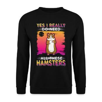 Hamster Hamster Wheel Golden Hamster Hamster - Unisex Sweatshirt - black - Front - Alina (178cm) & Michal (187cm)