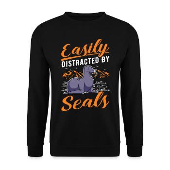 Easily distracted by Seal Robbe Sea Lion - Unisex Sweatshirt - black - Front - Alina (178cm) & Michal (187cm)