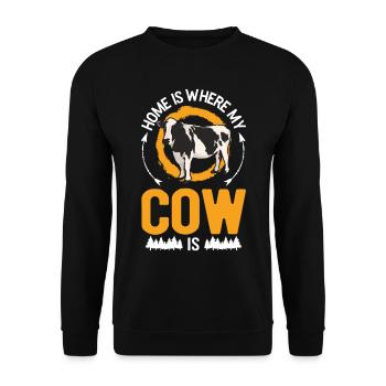 Zuhause ist wo meine Kuh ist Landwirt Bauer - Unisex Pullover - Schwarz - Vorne - Alina (178cm) & Michal (187cm)