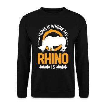 Zuhause ist wo mein Nashorn ist Rhino - Unisex Pullover - Schwarz - Vorne - Alina (178cm) & Michal (187cm)