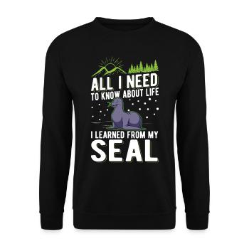 Cadeau de phoque Phoque Lion de mer - Sweat-shirt Unisexe - noir - Devant - Alina (178cm) & Michal (187cm)