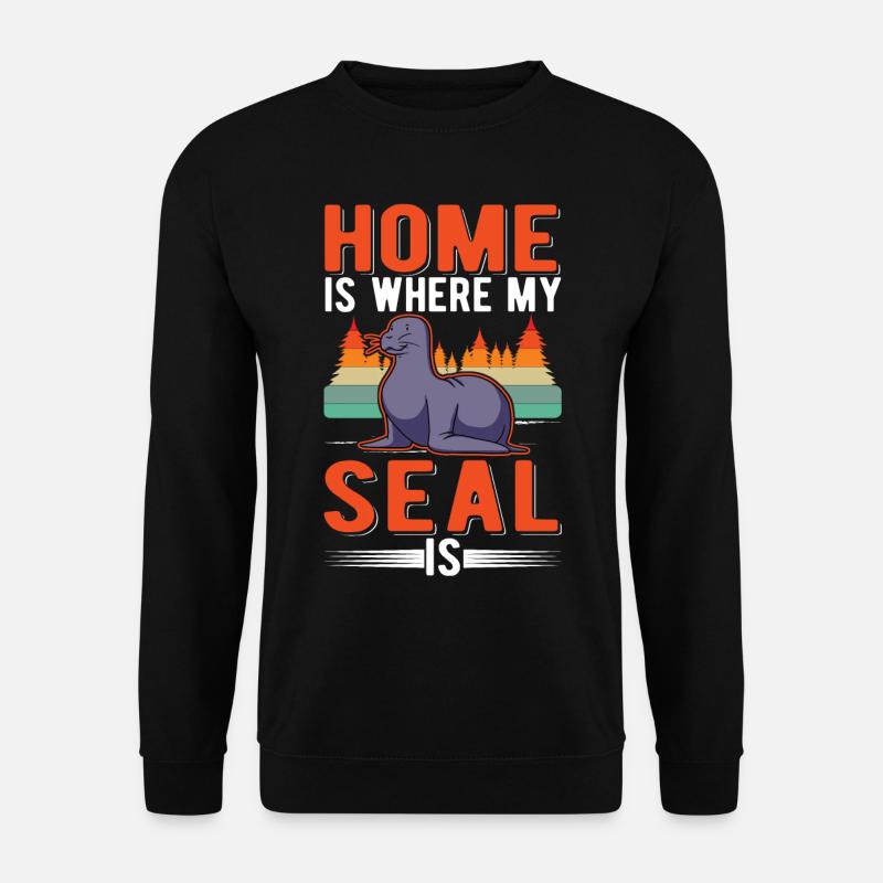 Zuhause ist wo meine Robbe ist Seehund Seelöwe - Unisex Pullover - Schwarz